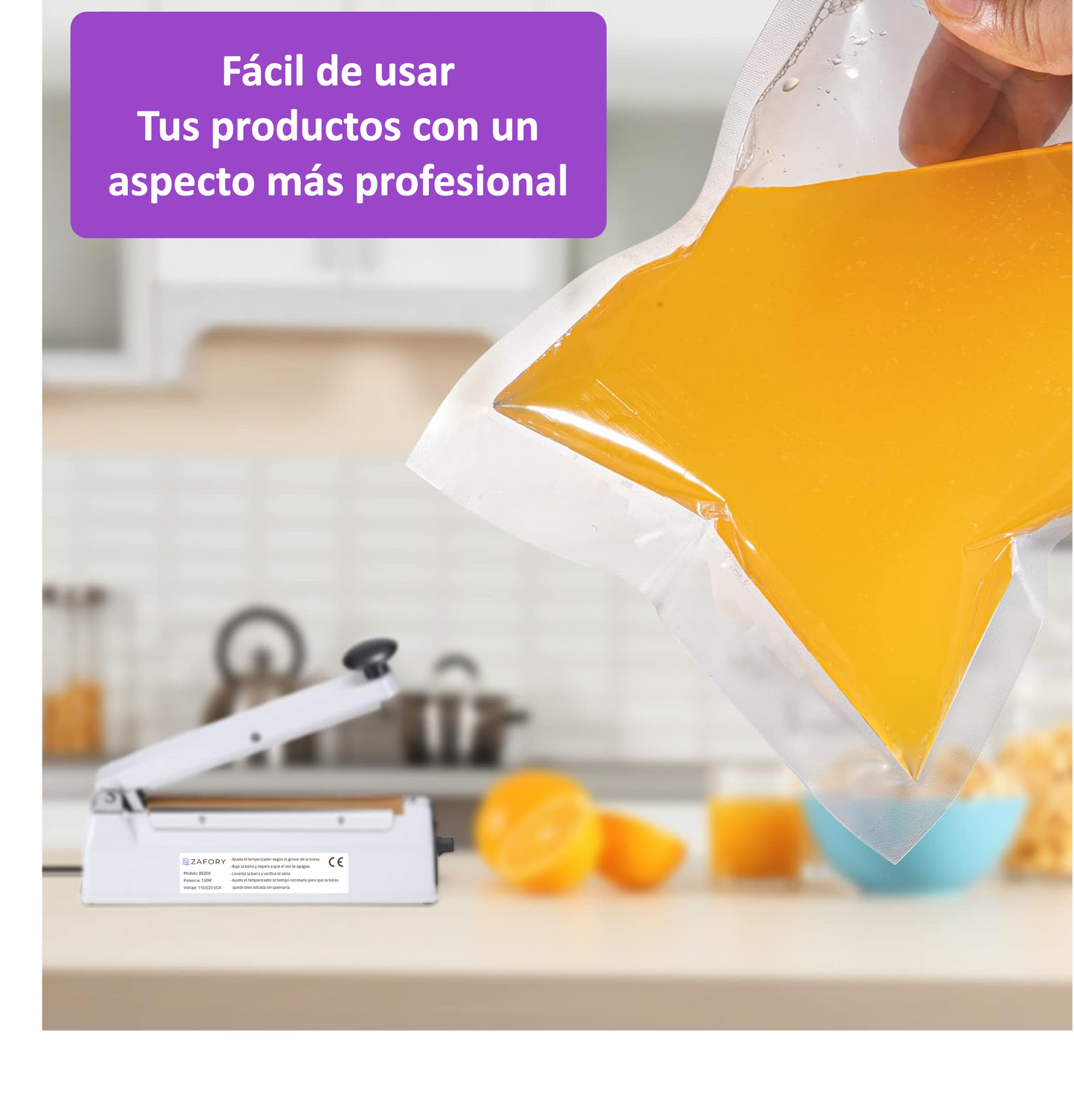 Bs200 Maquina Selladora De Bolsas 20cm Carcasa de Metal Zafory