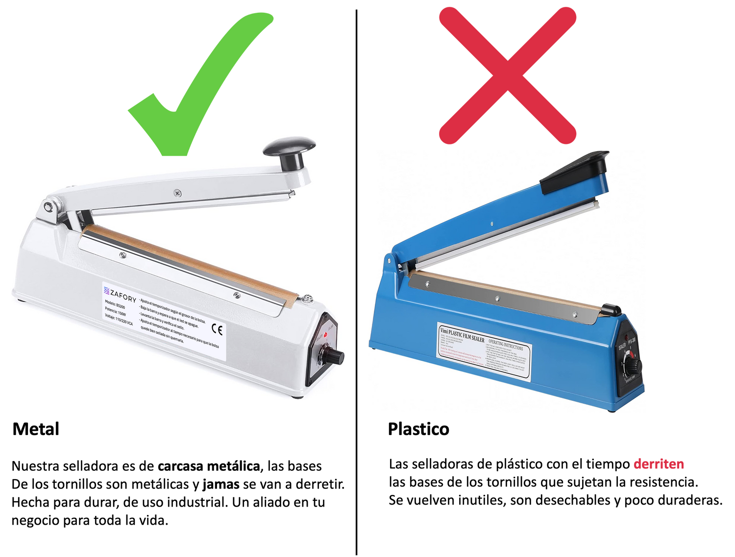 Bs200 Maquina Selladora De Bolsas 20cm Carcasa de Metal Zafory