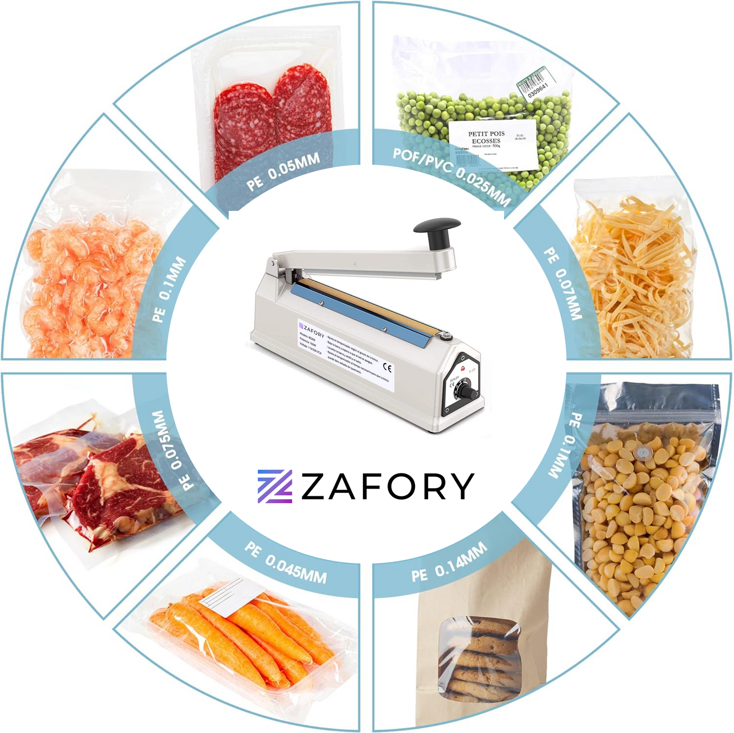 Bs200 Maquina Selladora De Bolsas 20cm Carcasa de Metal Zafory