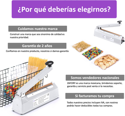 Bs200 Maquina Selladora De Bolsas 20cm Carcasa de Metal Zafory