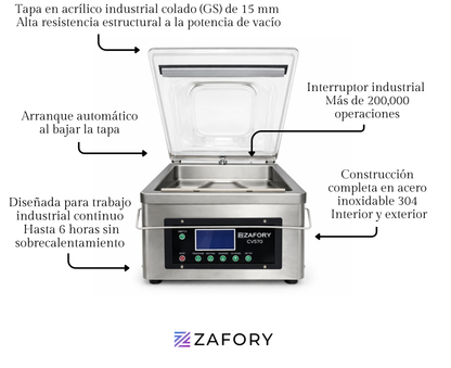 CV570 Máquina Empacadora al Alto Vacío de Cámara ZAFORY